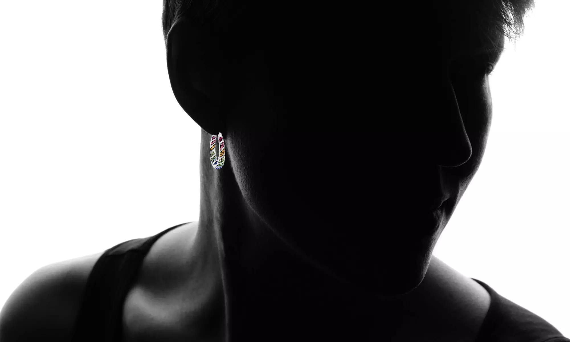 Multi Color Crystal Hoop Earrings Made with Swarovski Elements - Second Medium