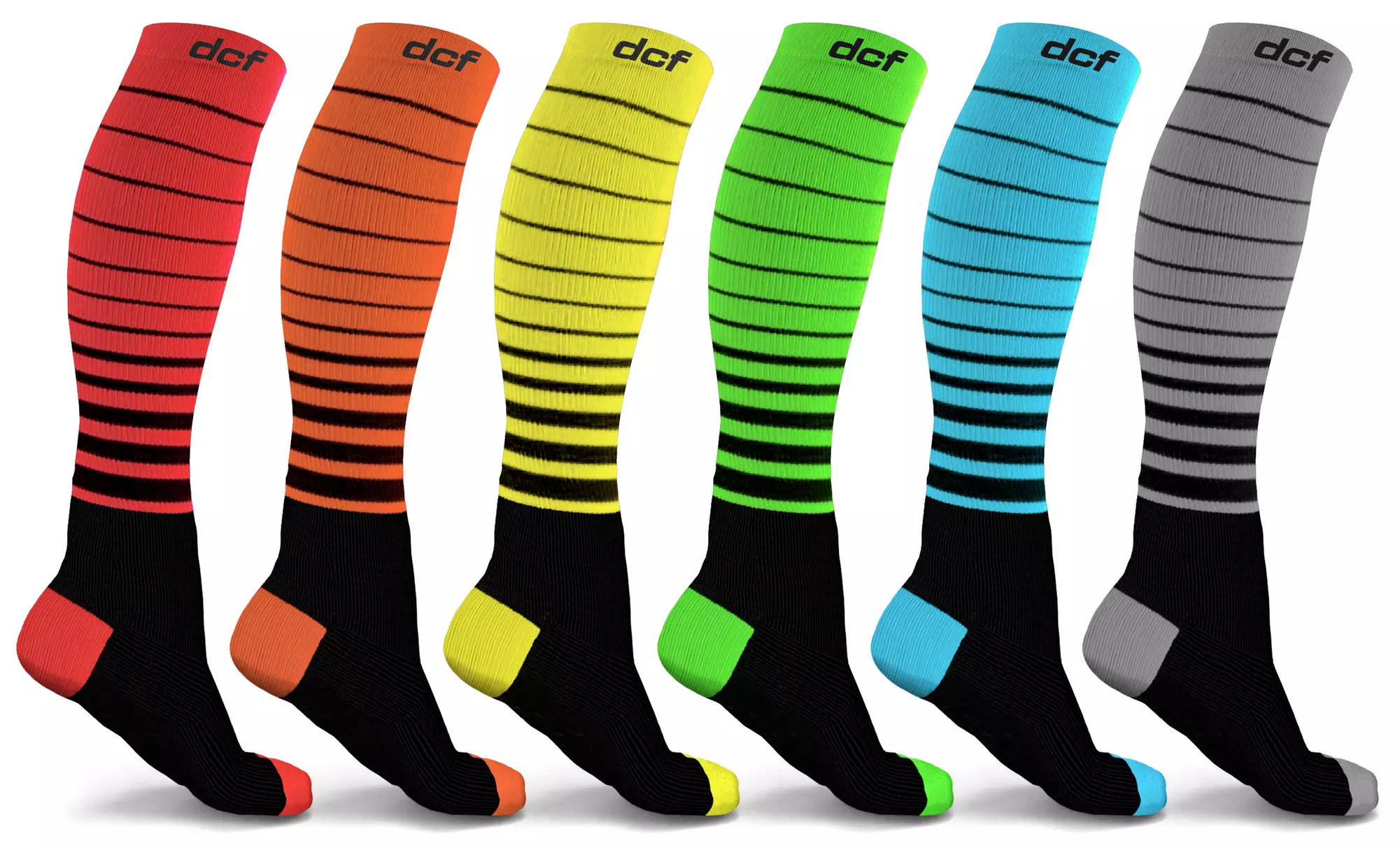 DCF Unisex Striped Compression Socks (6-Pack) - Primary Image