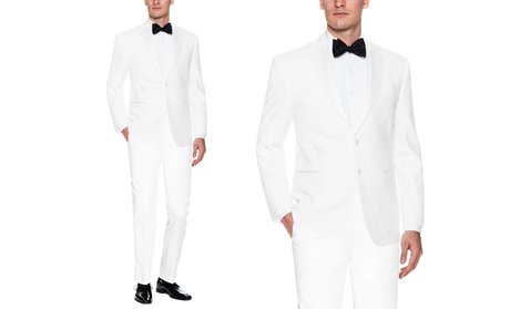 Verno Men's Classic or Slim-Fit White Tuxedo