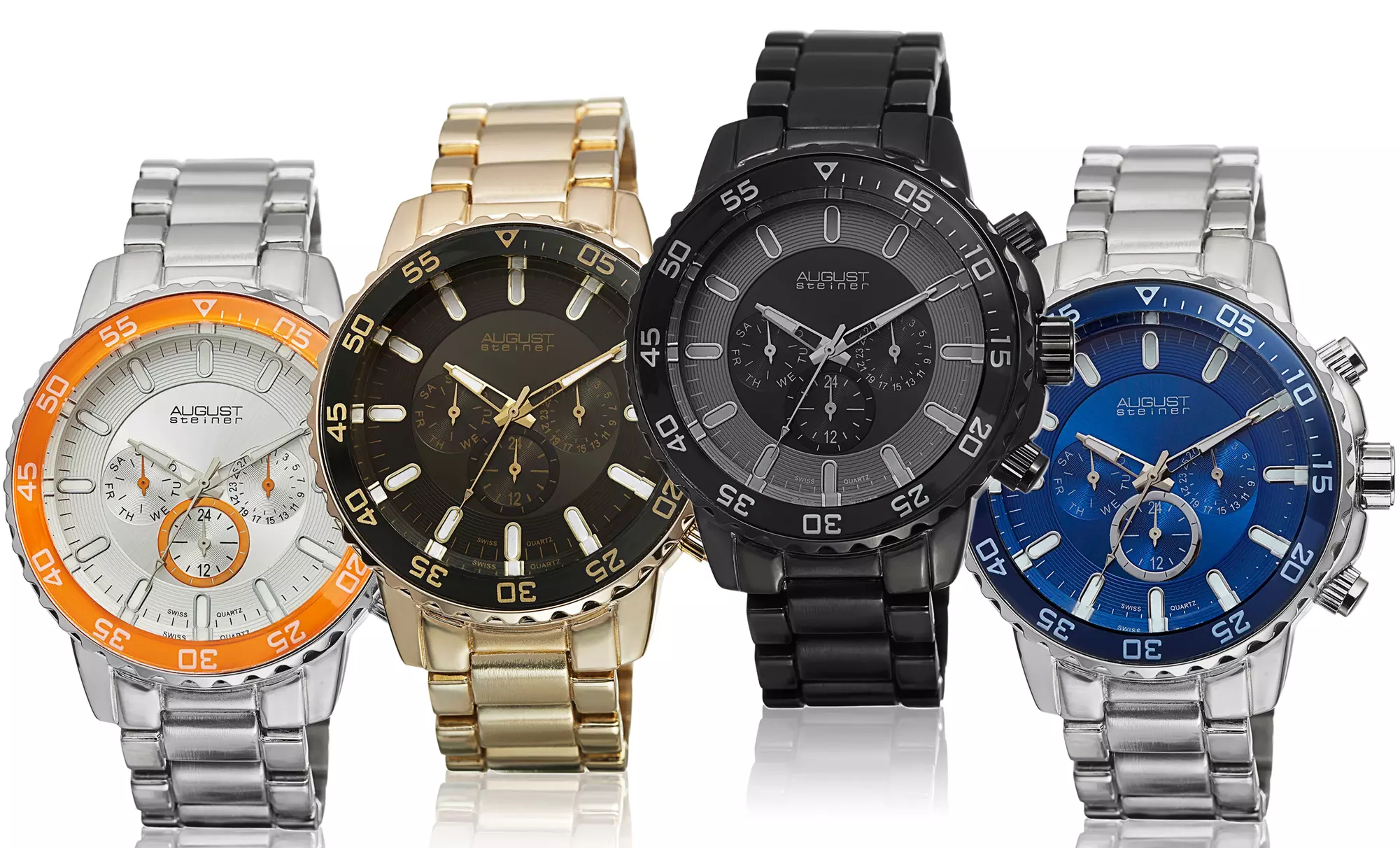 August Steiner Men's Multifunction Bracelet Watch. Multiple Styles Available. Free Returns. - Primary Image