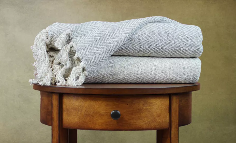 100% Cotton Chevron-Pattern Throws (2-Pack) - Second Medium