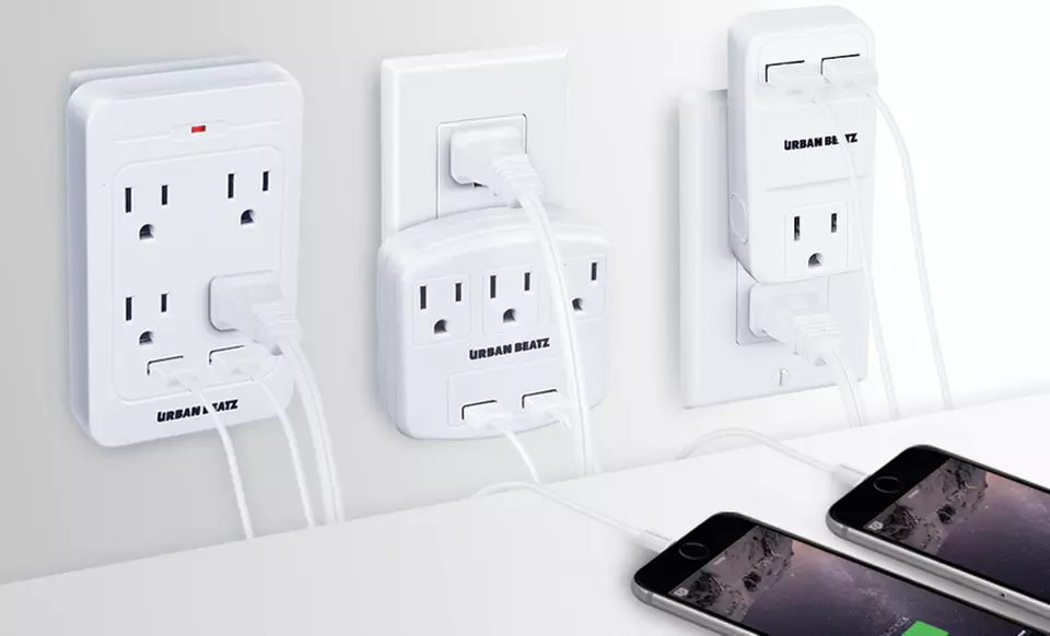 1-, 3-, or 4-Outlet and Dual-USB Wall Charging Station  - Primary Image