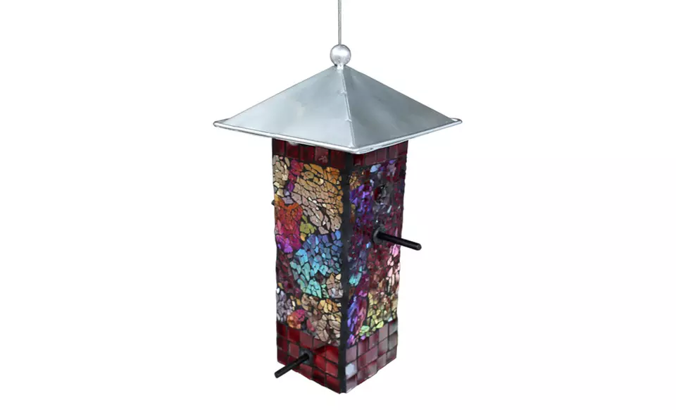 Mosaic Stained Glass Bird Feeder - Image 3