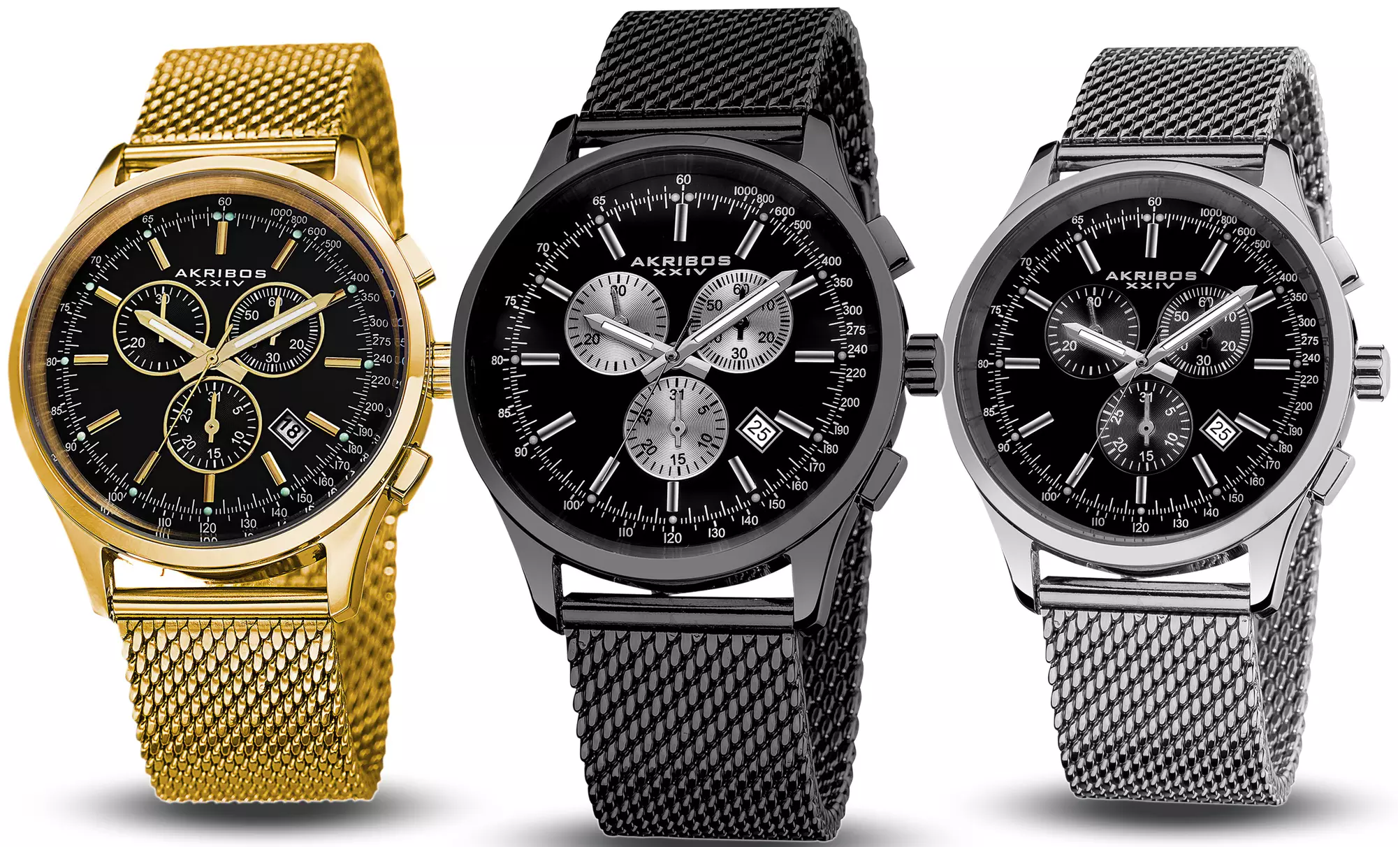 Akribos Men's Swiss Multifunction Mesh Bracelet Watch - Primary Image