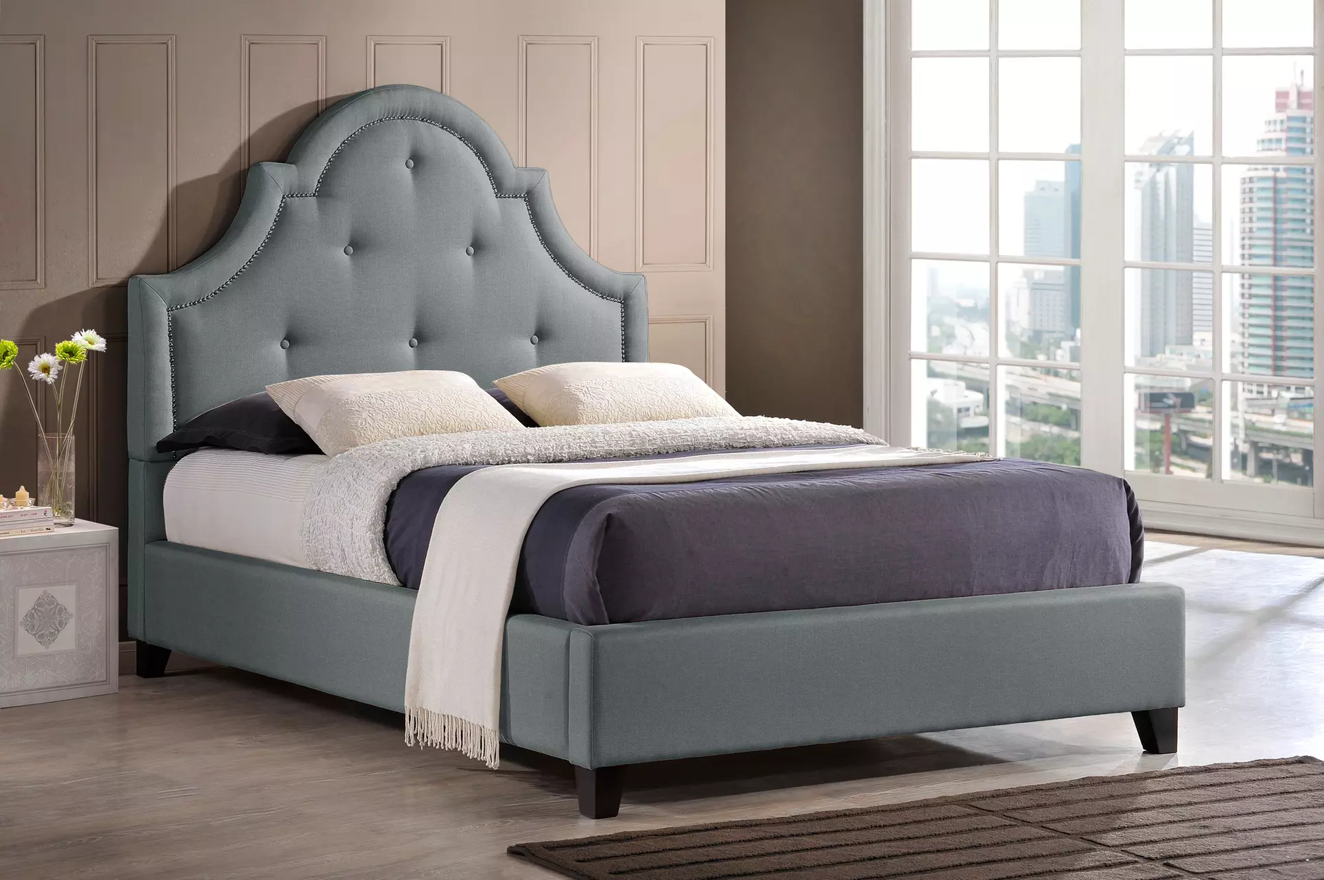 Martha Twill Upholstered Platform Bed - Second Medium