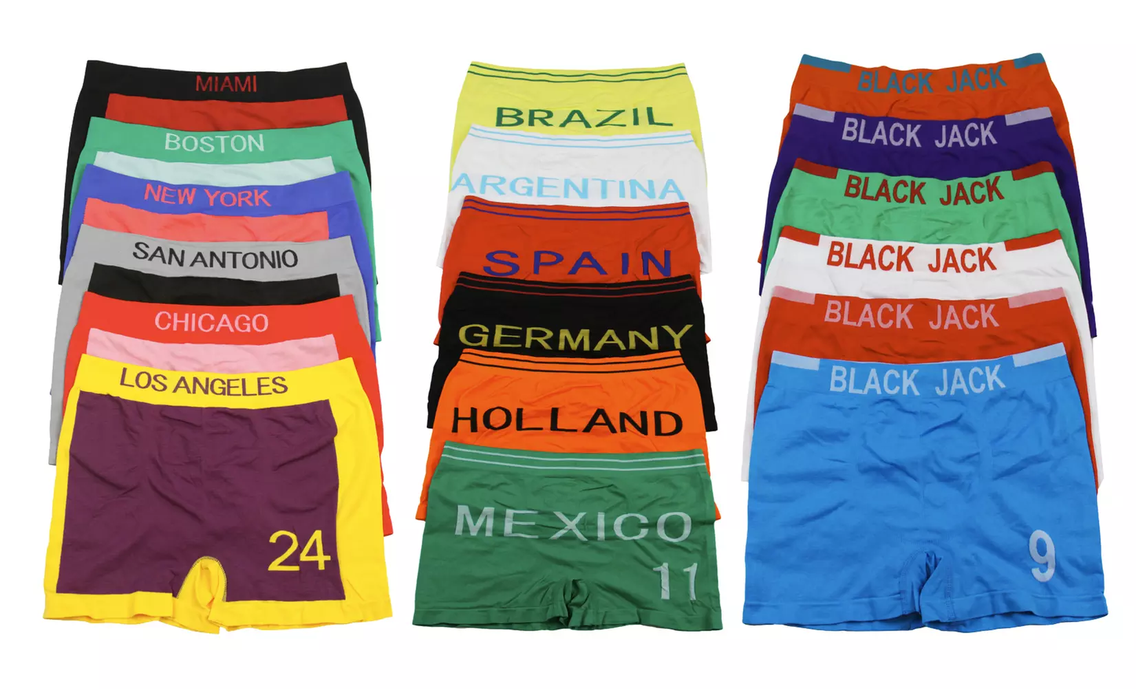 Men's Seamless Microfiber Sports-Themed Boxer Briefs (6-Pack) - Primary Image