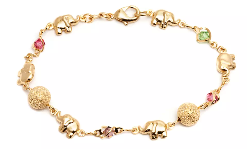 18k Gold Plated Elephant Anklet With Swarovski Elements - Primary Image