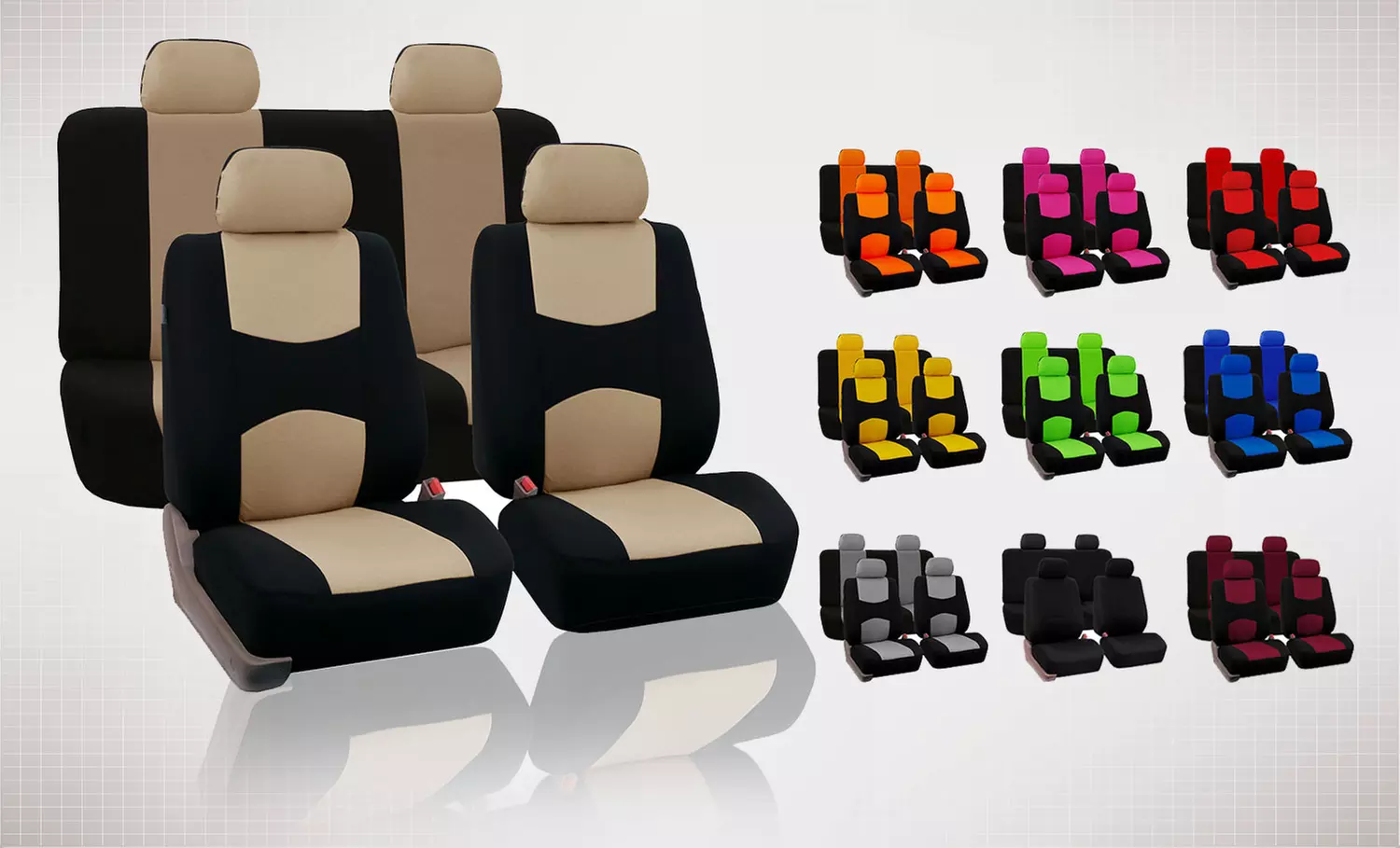 Full Set of Fabric Car-Seat Covers - Primary Image
