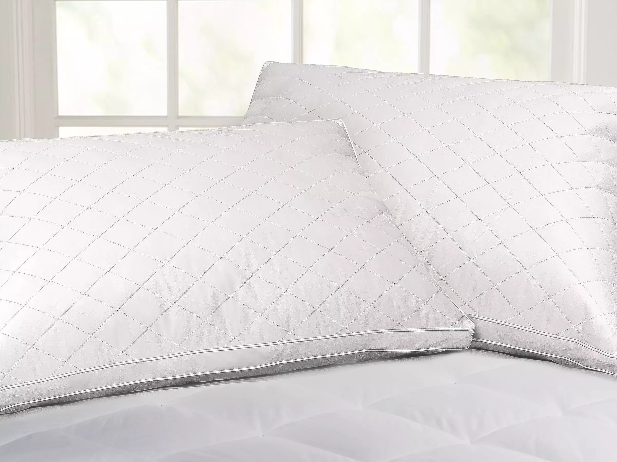 Hotel Peninsula Quilted Feather Pillows with 2" Gusset (2 Pack) - Second Medium