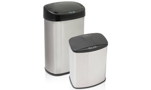 Modernhome Brushed Stainless Motion Activated Touch-Free Trash Can Set