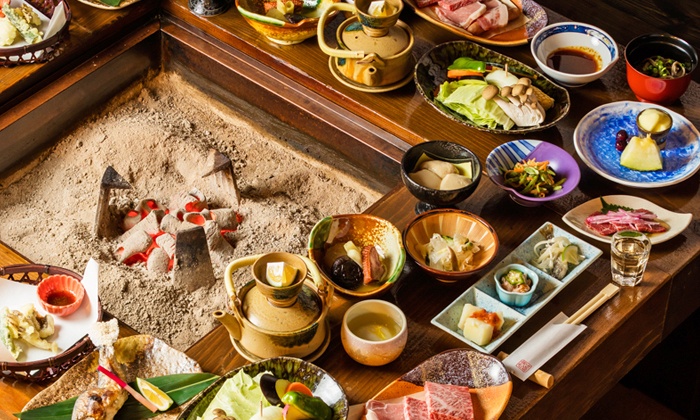 大分県/九重 ≪豊後牛と九重夢ポークの溶岩焼等/冷温泉/2食付/12月25日迄≫