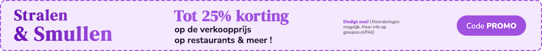 Tot 25% korting op de verkoopprijs op beauty & geweldige uitjes. Code: PROMO