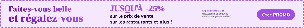 JUSQU'À -25% sur des activités amusantes, des plats délicieux et plus ! Code: PROMO