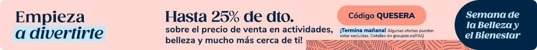 Hasta 25% de dto. en ofertas Cerca de ti. Código QUESERA. ¡Termina mañana! Algunas ofertas estan excluidas.
