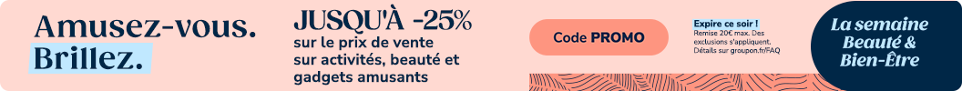 Utilisez le code PROMO et profitez de jusqu'à -25% sur tout le site. Expire ce soir. Certaines offres peuvent être exclues.