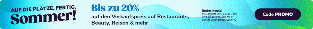 Erhalte bis zu 20% auf den Verkaufspreis auf tolle Erlebnisse für jedermann mit dem Code PROMO. Endet heute. Einige Deals sind ausgeschlossen.
