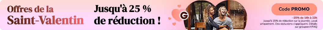 16h à 22h - Rendez la Saint-Valentin inoubliable avec des réductions allant jusqu'à - 25% ! Code: PROMO