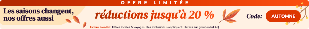 Offre limitée – réductions jusqu’à 20% ! Code : AUTOMNE