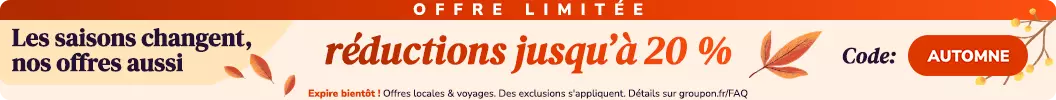 Offre limitée – réductions jusqu’à 20% ! Code : AUTOMNE