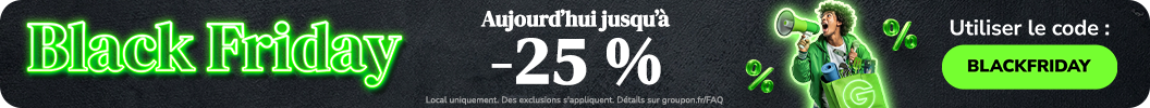 Aujourd’hui jusqu’à 25 % de réduction ! Code: BLACKFRIDAY