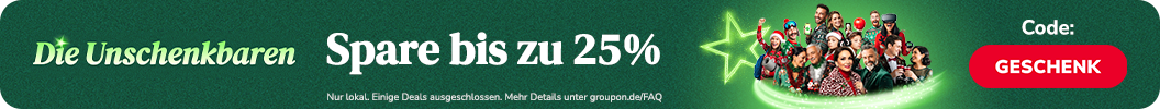 Spare bis zu 25% - mit Groupons Angeboten gibt's das perfekte Geschenk für jeden. Code: GESCHENK