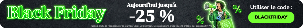 16h à 22h - Aujourd’hui jusqu’à 25 % de réduction ! Code: BLACKFRIDAY