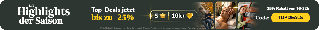 Bis zu 30% zus&auml;tzlichen Rabatt auf den Verkaufspreis von Hotels & lokalen Erlebnissen. Code: TOPDEALS