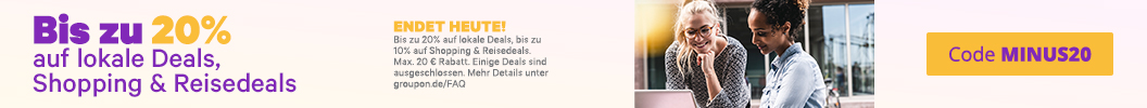 Erhalte bis zu 20% auf lokale Deals, Shopping & Reisedeals mit dem Code MINUS20. Endet heute. Einige Deals sind ausgeschlossen.
