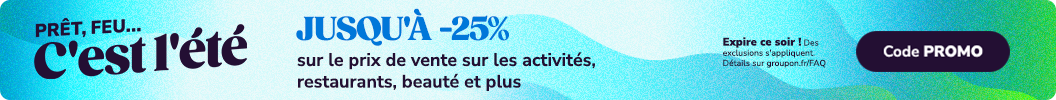 Utilisez le code PROMO et profitez de jusqu'à -25% sur les offres locales. Expire ce soir. Certaines offres peuvent être exclues.