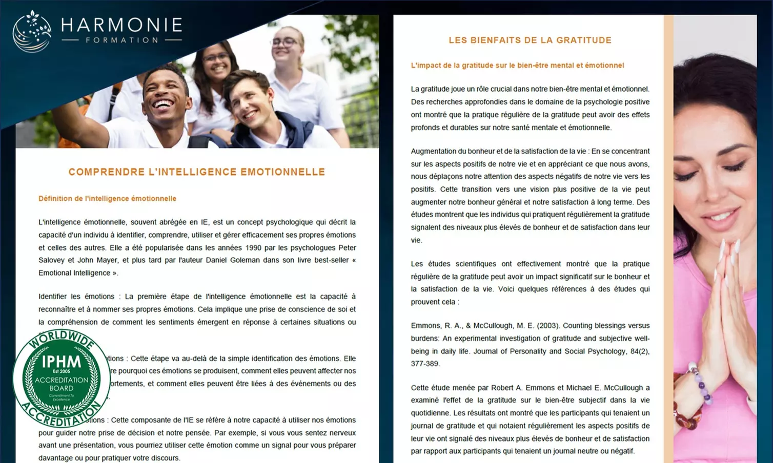 Formation en psychologie positive à distance avec Harmonie Formation