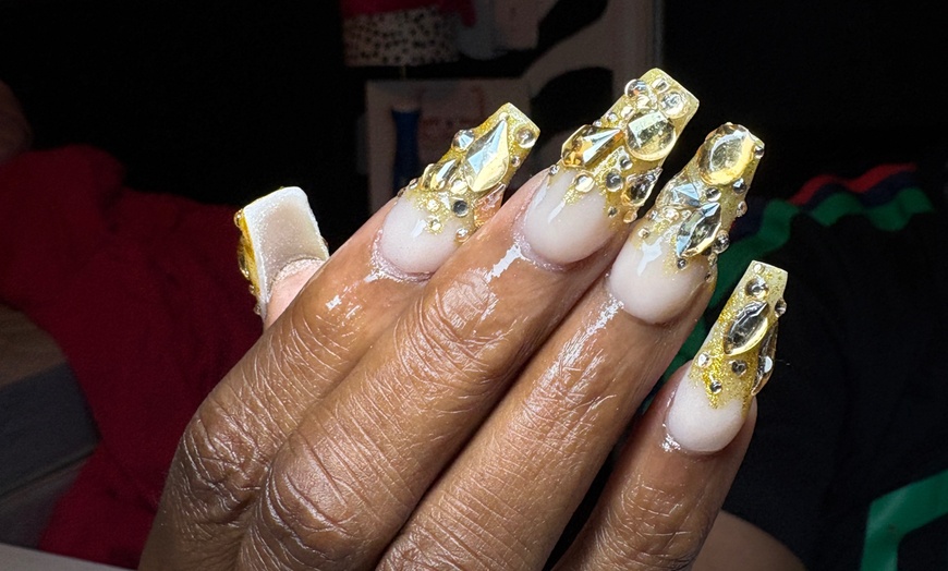 Image 1: Transform Your Nails with a Basic Manicure and Acrylic Full Set! 