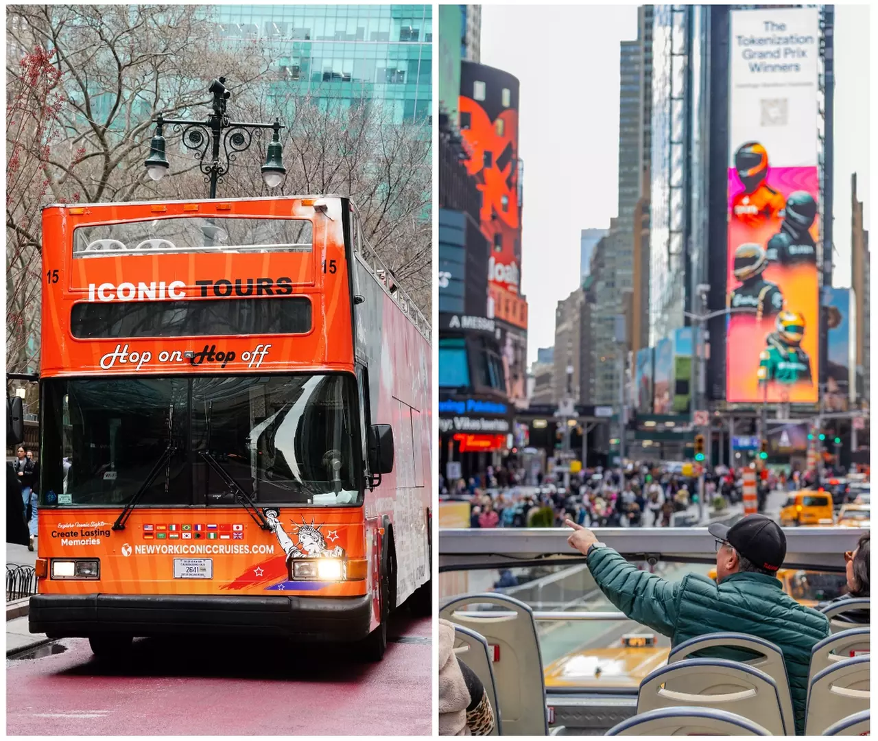 Double Views: NYC Night Bus Tour and Free Statue of Liberty Day Cruise