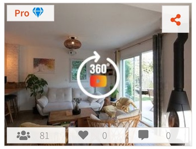 Visite virtuelle appartement T2 - une à deux prises de vues par pièce