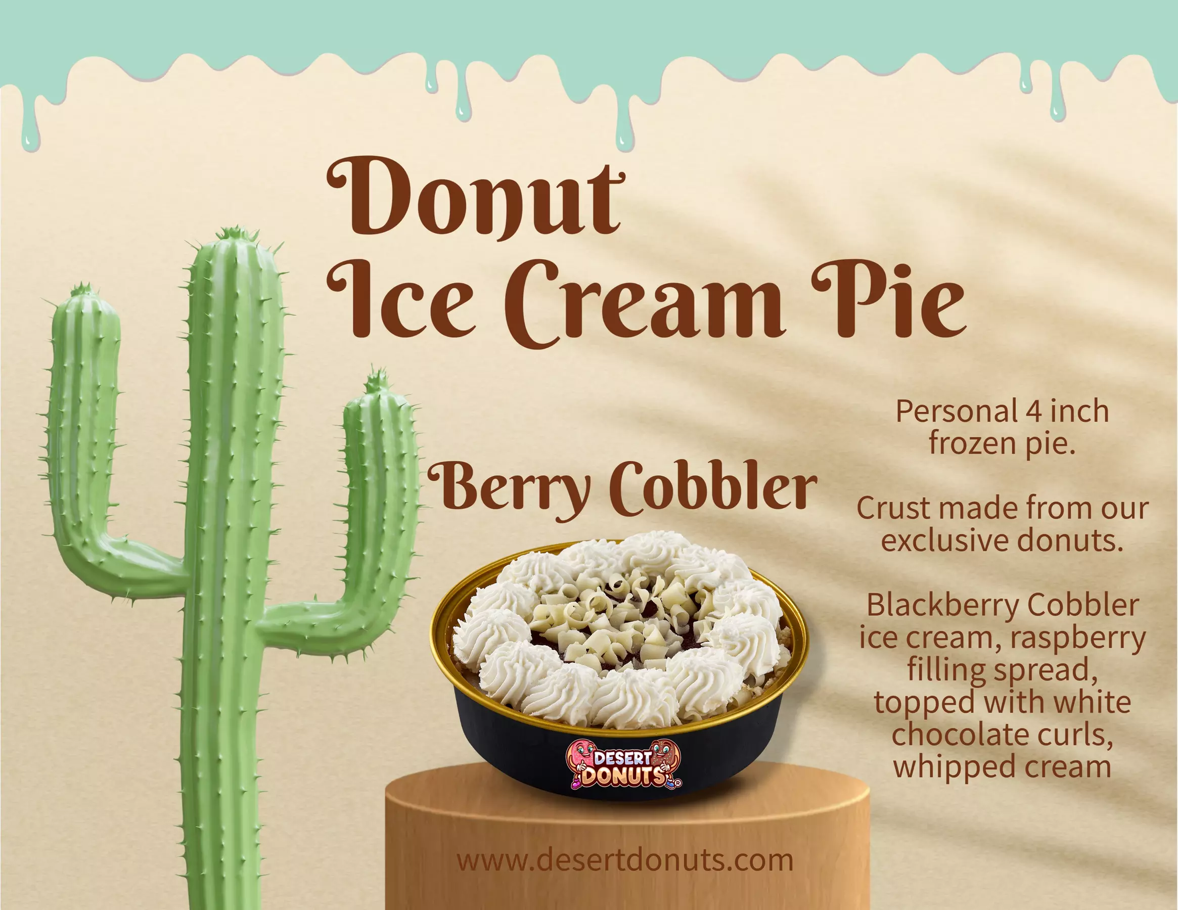 50% off One 4-Inch Donut Ice Cream Pie - 8 Flavors to Choose From
