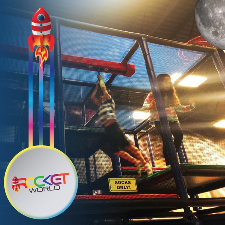 Rocket World offers unlimited arcade fun, all-day playground access, and a birthday package with up to 45% off