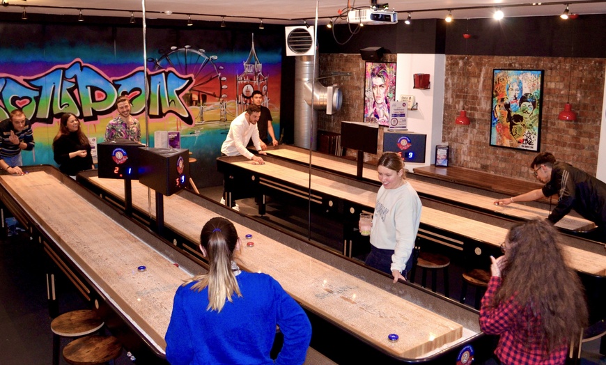 Image 1: One Hour of Shuffleboard and Delicious Pizza for Two to Six People!