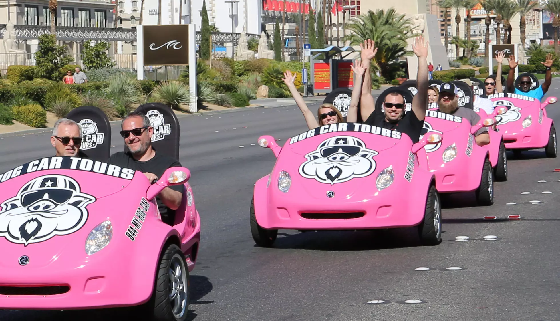Discover Las Vegas : Tour for 2 in a Pink Hog Car Scooter+ Food Samples + 2 Souvenir T-Shirts (Up to 30% Off) - Primary Image