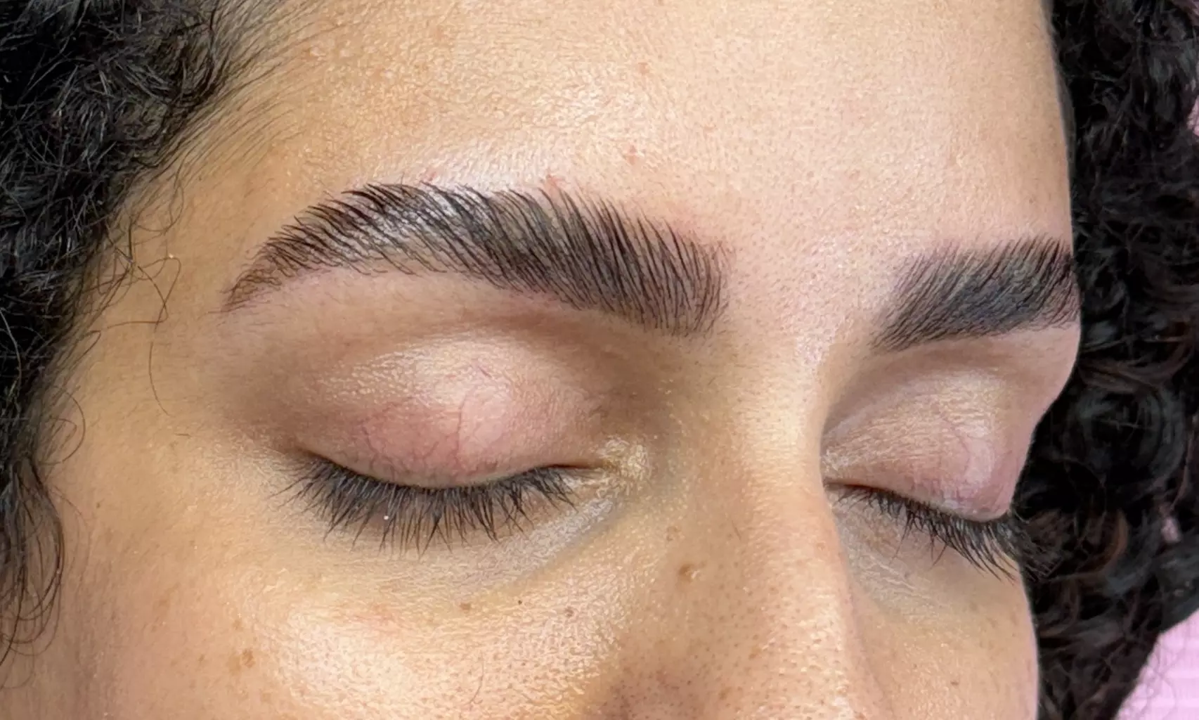 Brow lamination, shape, and tint for fuller eyebrows