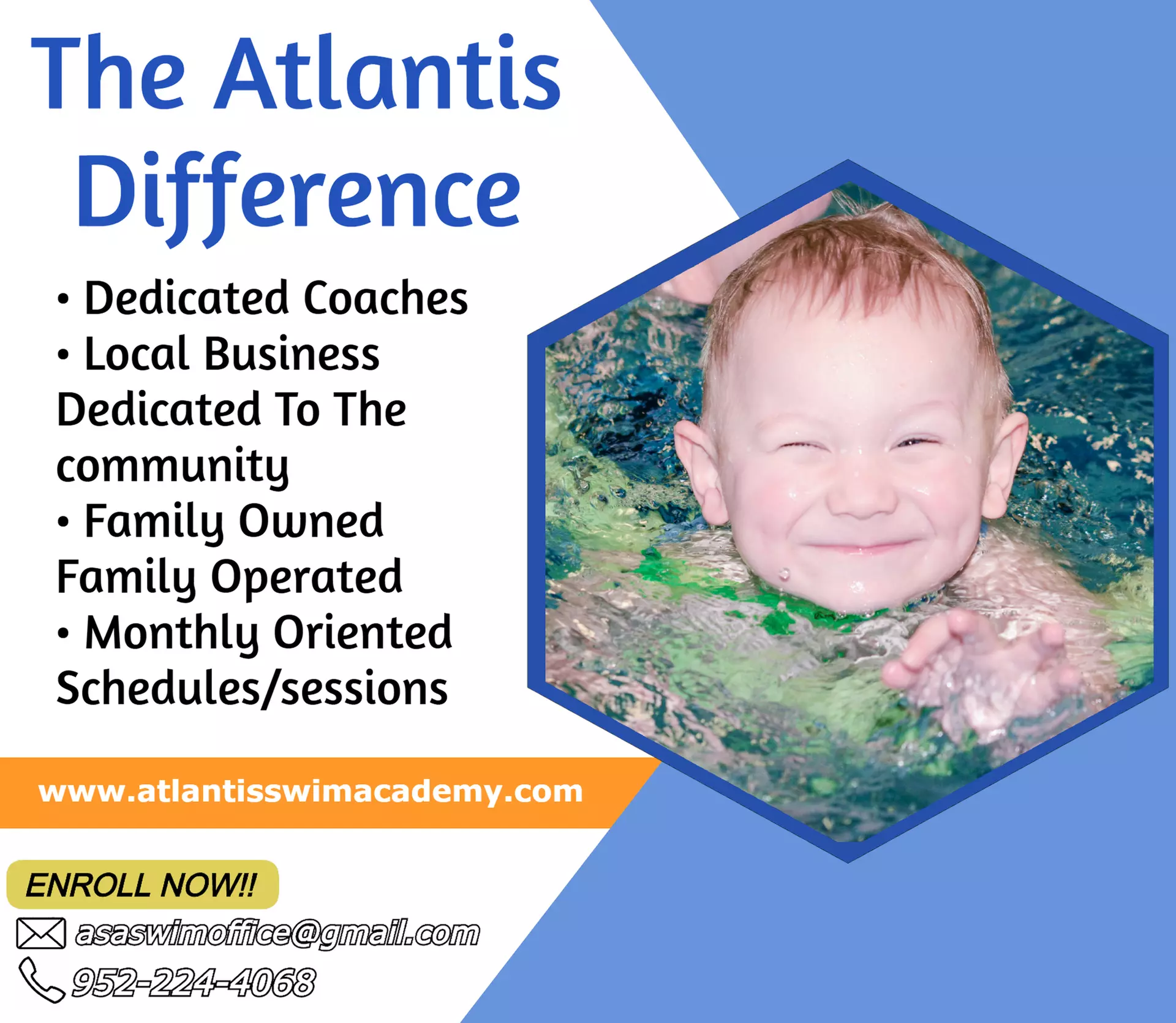 Atlantis Swim Academy's baby swim lessons & group classes for all ages