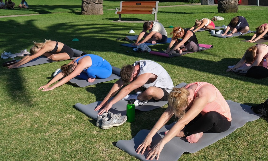 Image 2: Find Your Zen Outdoors with Five Class Yoga Pack