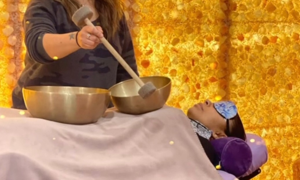 Therapeutic sound healing massage in the salt cave experience