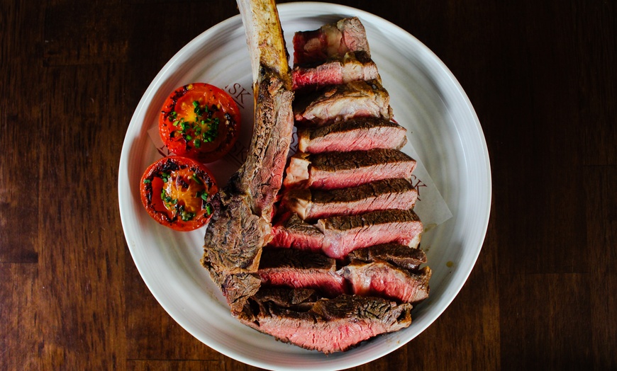 Image 2: Sizzle Up Your Meal with Tomahawk Steak and Wine for Two/Four