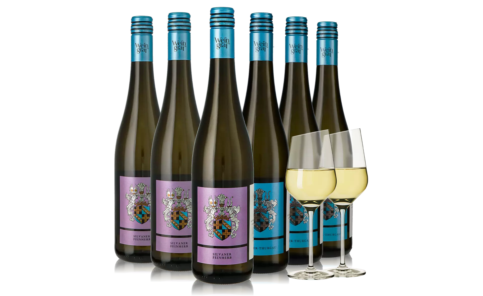 6er oder 12er Weinpaket mit Weißweinen halbtrocken aus Rheinhessen inkl. Gläser bei Reichsgraf v. Ingelheim (46% sparen) - Primary Image