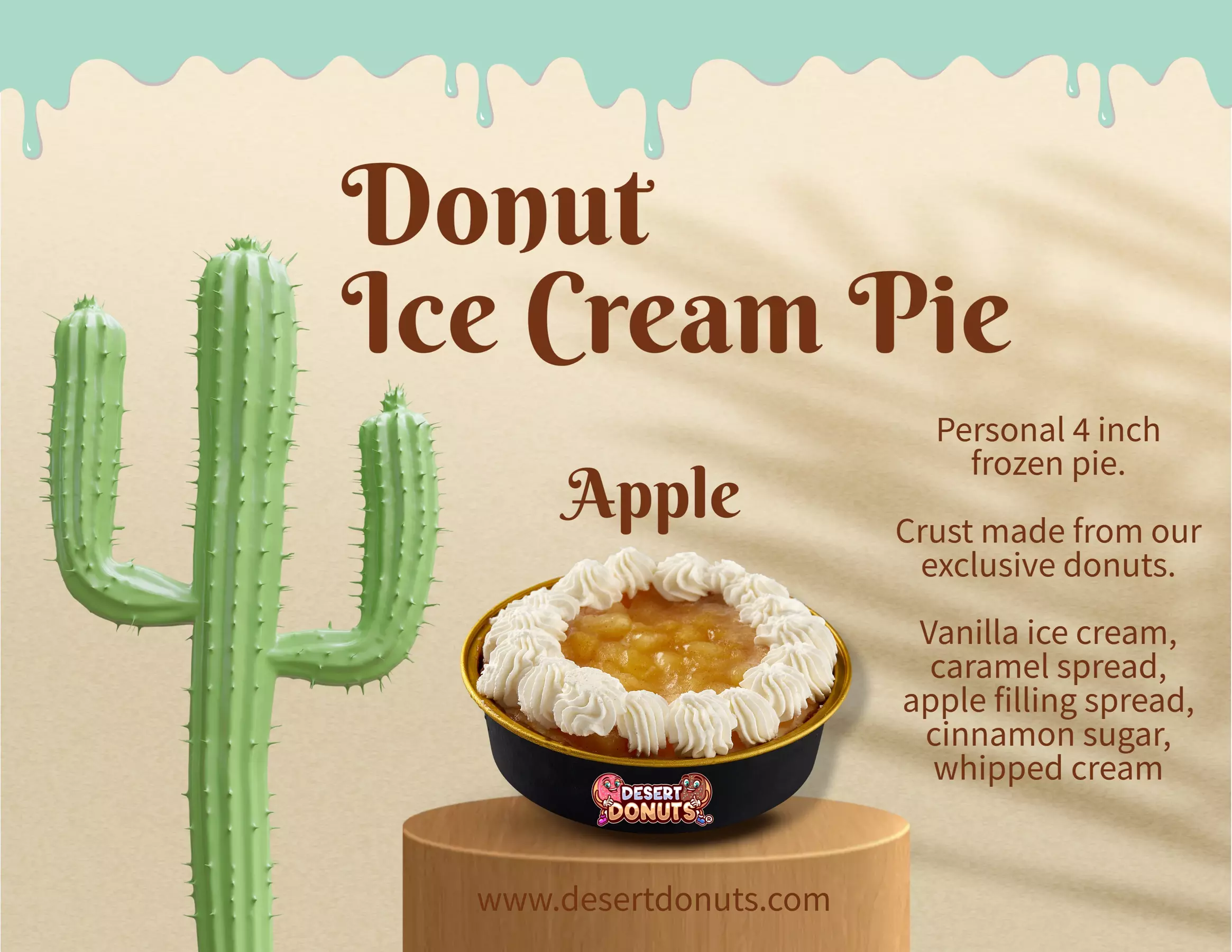 50% off One 4-Inch Donut Ice Cream Pie - 8 Flavors to Choose From