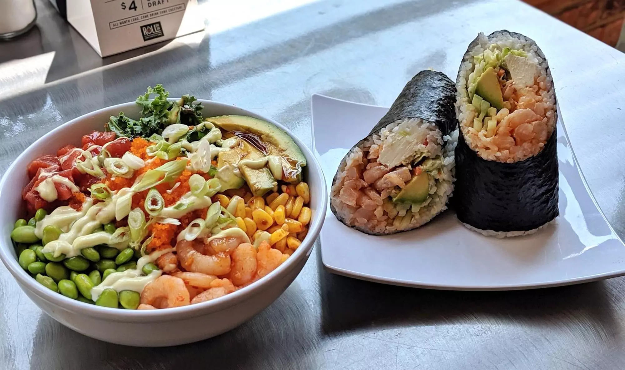Food and Drink for Takeout or Dine-In If Available at Roll On In Sushi (Up to 27% Off). Two Options Available. - Primary Image