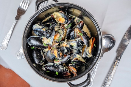 For one: Moules Marinieres with glass of Prosecco - Savoir Faire Restaurant
