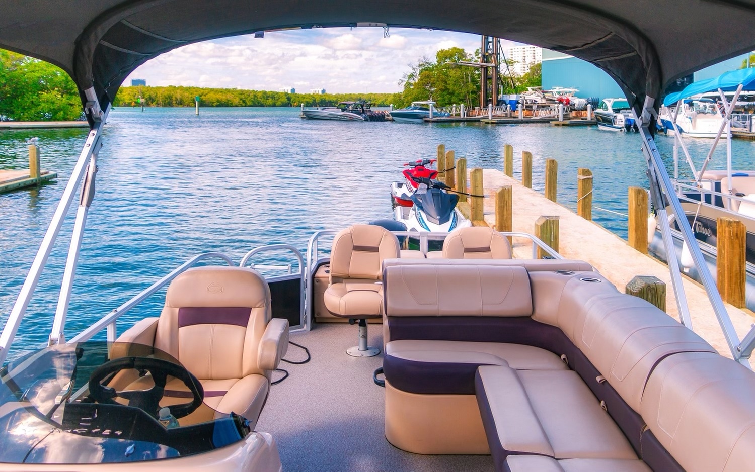 Explore Miami Waters on a Pontoon Boat for Up to 11 People