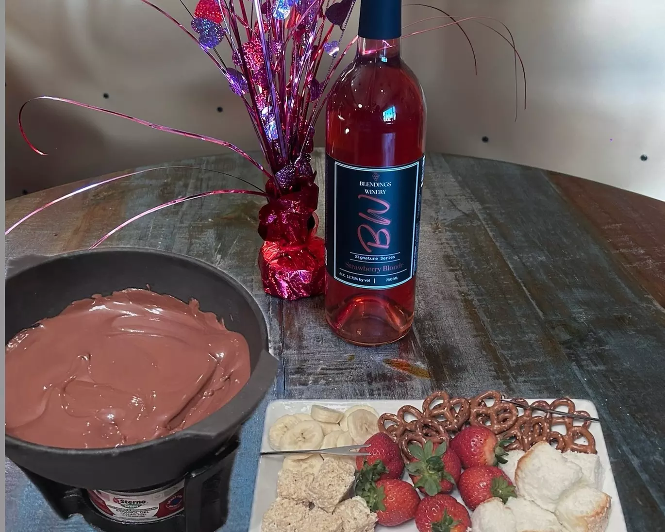 Up to 37% Off on 2 Flights of 4 Wines & Chocolate Fondu- Wine Tasting & Chocolate at Blendings at The Hillside Vineyard - Primary Image