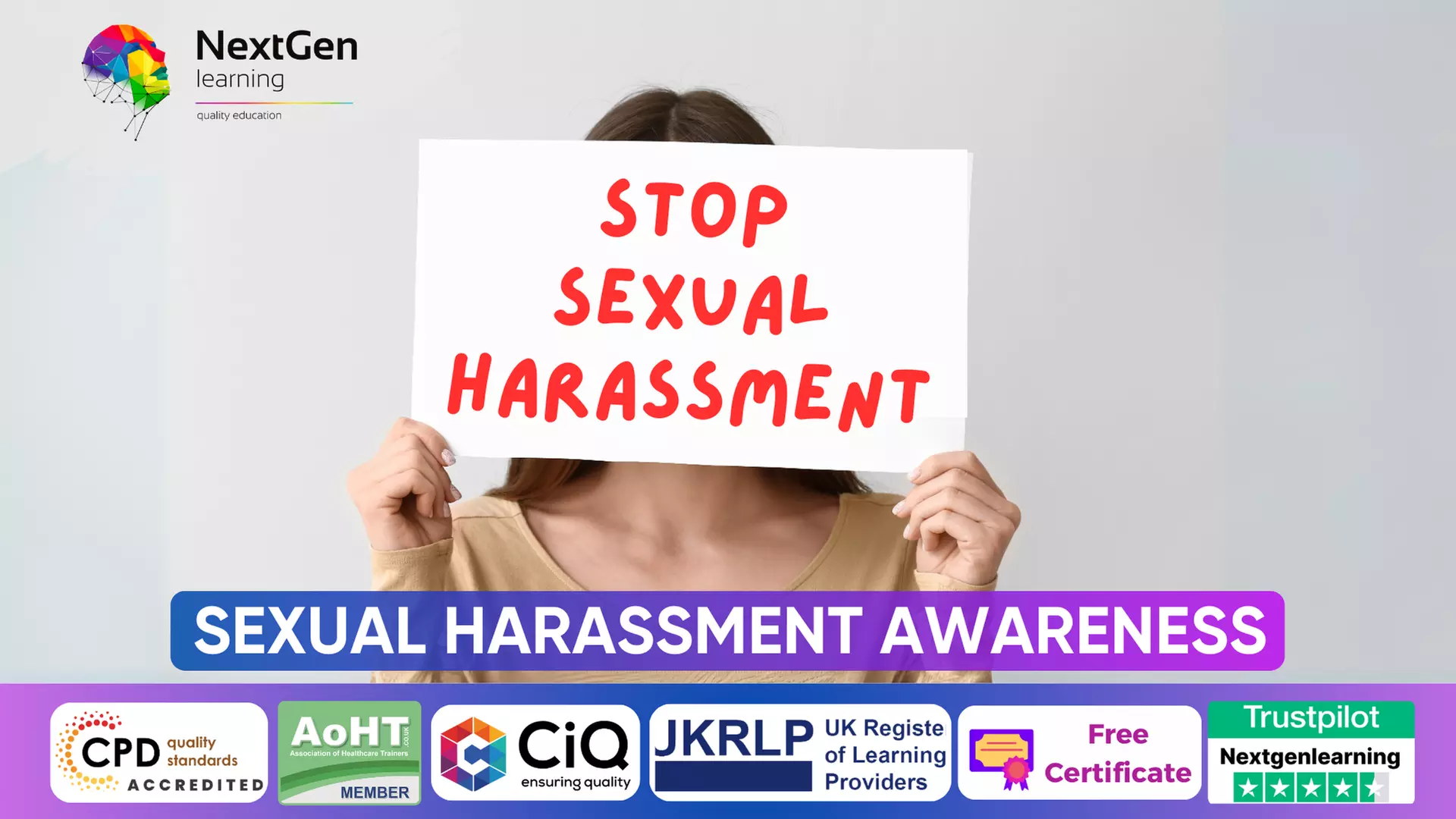 Sexual Harassment Awareness - Online Course at NextGen Learning 61% Off - Primary Image