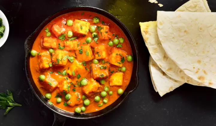 Indian Meal for 2; 1 Appetizer, 2 Entrees with Rice, Naan & a Dessert